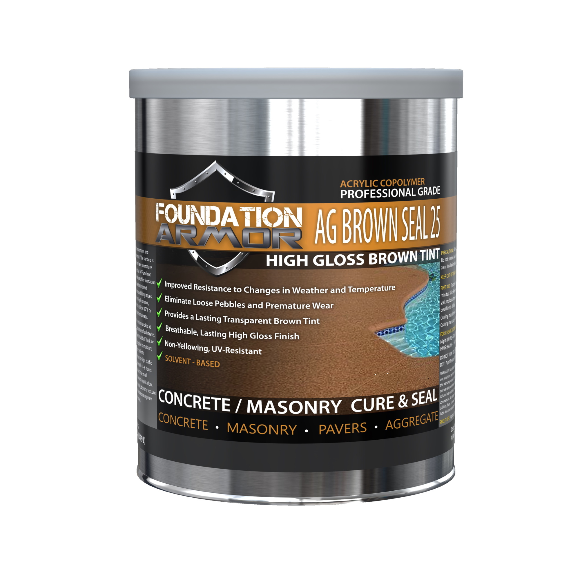Foundation Armor, BrownTinted High Gloss Concrete Sealer, Container